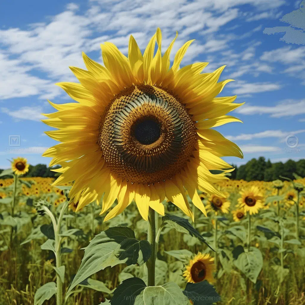 Sonnenblume in einem großen Feld zur Herstellung von Sonnenblumenöl